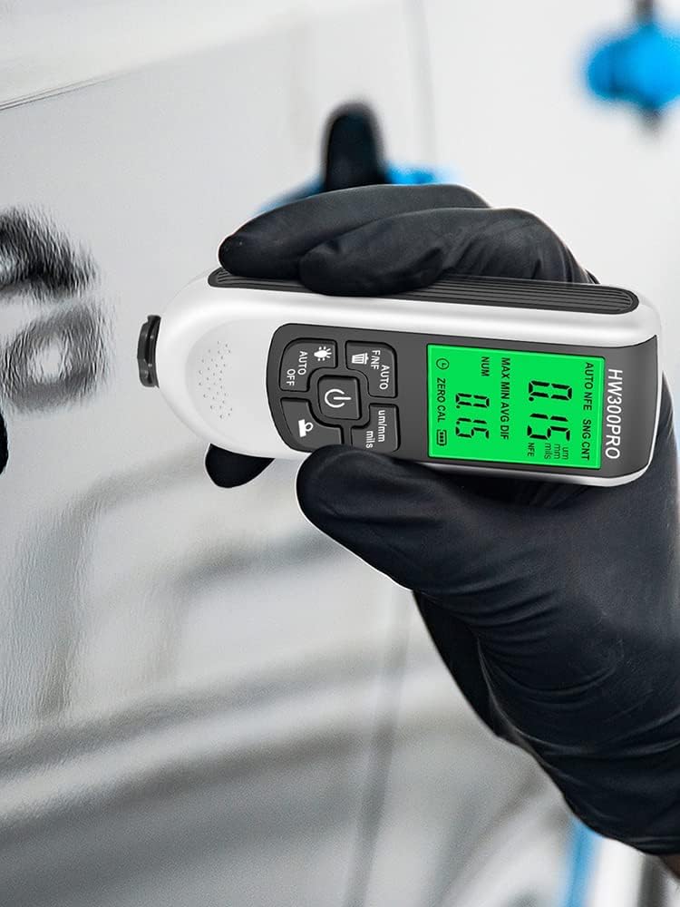 Abizarch Paint Thickness Gauge Meter Fe/NFe Probe Coating Thickness Gauge Professional Multifunctional Car Paint Depth Gauge Test Precise HW-300PRO for Car Automatic Detection(black) (white) - Image 2